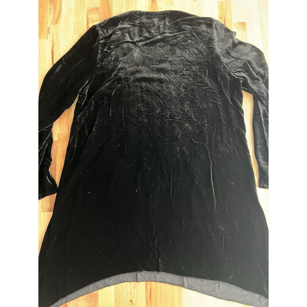 Johnny Was Long Sleeve Embroidered Tunic Top Shark Bite Black Velvet Boho M - Picture 4 of 8